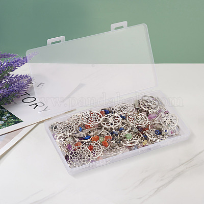 20шт 10-х стилистический брелок с натуральными драгоценными камнями KEYC-KS0001-05-1