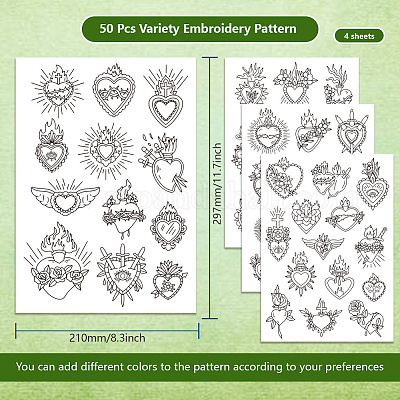 4 лист 11.6x8.2-дюймовых рисунков вышивки палочками и стежками DIY-WH0455-120-1