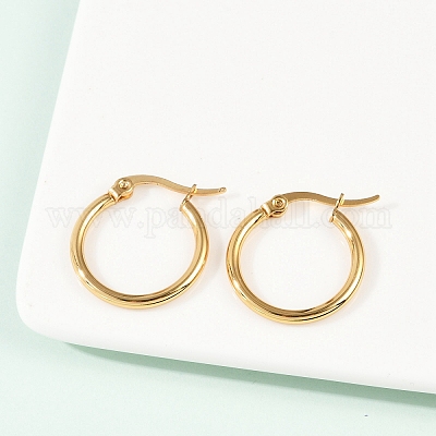 Серьги-кольца из нержавеющей стали 201 с вакуумным покрытием PVD и штифтами из нержавеющей стали 304 для женщин EJEW-D279-12G-05-1