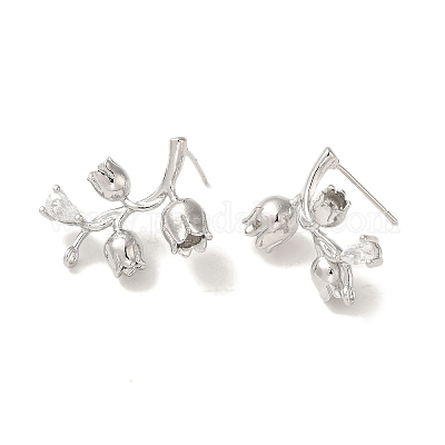 Серьги-гвоздики из латуни с прозрачным фианитом KK-G499-03P-1