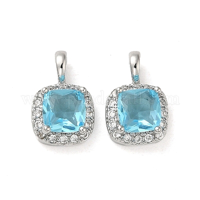 Подвески из латуни микропаве с фианитами и стеклом KK-H455-19P-1