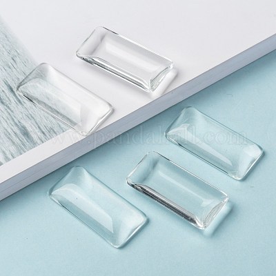 Прозрачные стеклянные кабошоны прямоугольник X-GGLA-R025-38x19-1