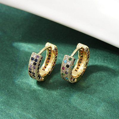 Серьги-кольца из латуни с микро-паве EJEW-S277-09G-B-1