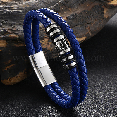 Blue Leather Multi Strand Bracelet