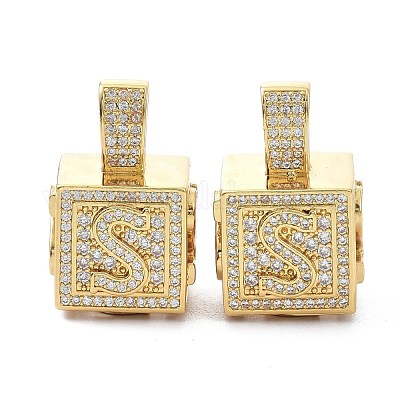 Кулоны из латуни с микропейвом и прозрачным фианитом ZIRC-O045-01G-S-1