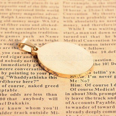 304 нержавеющая сталь хрустальные стразы плоские овальные с подвесками Аллаха STAS-E093-07G-1