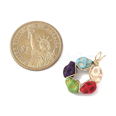 Подвески в виде черепов из синтетической бирюзы PALLOY-JF04676-1