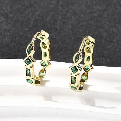 Латунные микро проложить серьги обруча кубического циркония EJEW-P322-02G-1