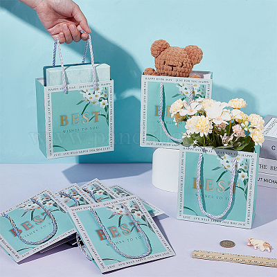 Бумажные мешочки для ювелирных изделий с ручкой для сумок ABAG-WH0039-37C-1