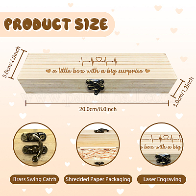 Прямоугольная деревянная коробка для теста на беременность с замком CON-WH0103-004-1