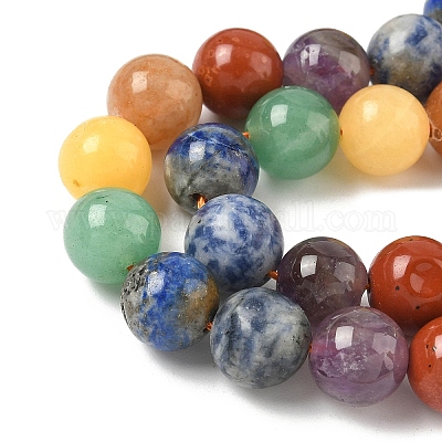 Нити бусин из натуральных смешанных драгоценных камней чакра G-P574-A03-10mm-1