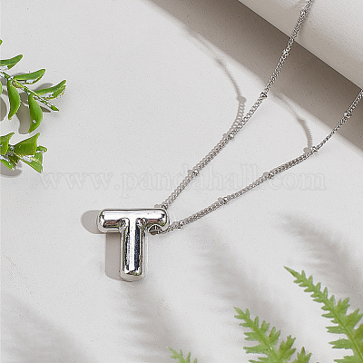 1 шт. латунная цепочка с подвесками в виде букв из сплава NJEW-LP0001-41T-P-1