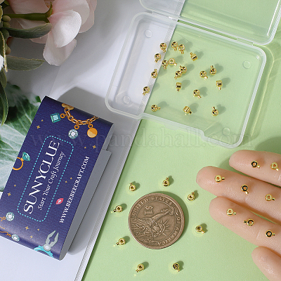 Зажимные бусины из латуни KK-SC0004-42G-1