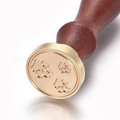 Diyスクラップブック ウッドハンドル真鍮製シーリングスタンプワックス封蝋 犬の足跡 ゴールドカラー 9cm切手 2 55x1 45cmの通販 Jp Pandahall Com