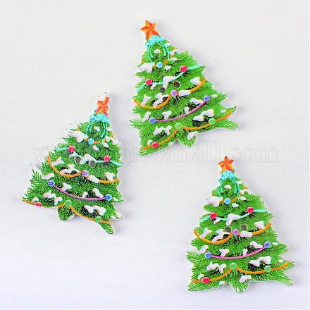 祝日モチーフボタン  染め木製ボタン  クリスマスツリー  2穴  ライムグリーン  38.5x30x2.8mm  穴：2mm BUTT-S006-022-1