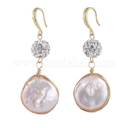 Natural Baroque Pearl Keshi Pearl Dangle Earrings EJEW-JE03907-01-1
