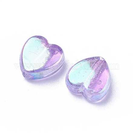 Perles de coeur en acrylique plaqué couleur ab X-PL539-820-1