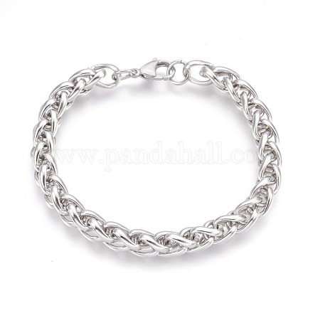 304 Stainless Steel Wheat Chain Bracelets BJEW-P235-08P-1