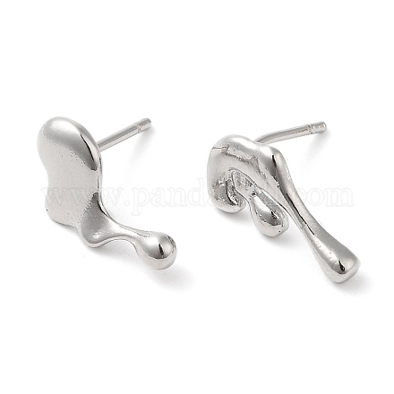 Boucles d'oreilles asymétriques torsadées en laiton plaqué en crémaillère EJEW-D059-18P-1