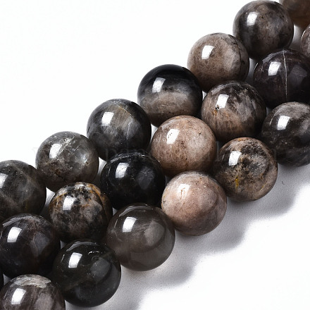 Natural Black Sunstone Beads Strands G-N328-48B-01-1