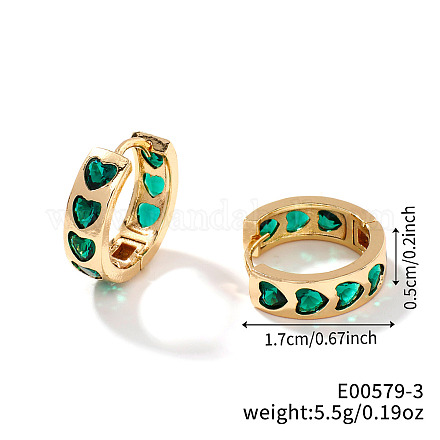 Романтические серьги-кольца из латуни в форме сердца со стразами KG7927-2-1