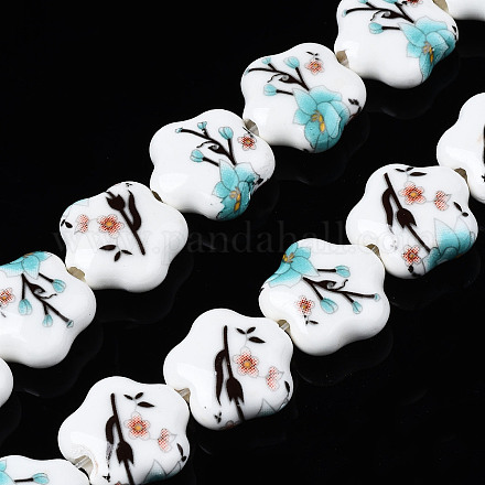 Brins de perles en céramique de porcelaine faites à la main PORC-S502-036E-1