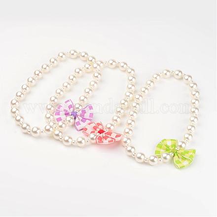 Imitation Pearl Acrylic Beaded Kids Necklaces NJEW-JN01582-1