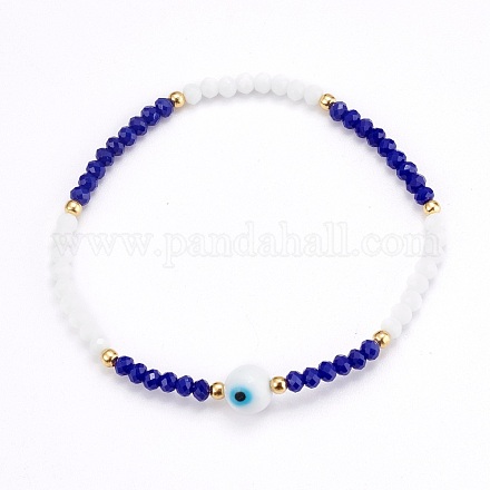 Verre à facettes perles bracelets extensibles BJEW-JB05985-01-1