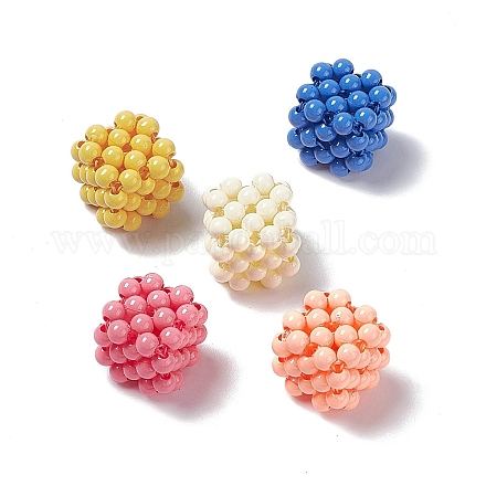 Perles tissées en plastique opaque faites à la main KY-P015-06-1