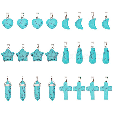 arricraft 24 Pcs Turquoise Gemstone Pendants G-AR0005-22-1
