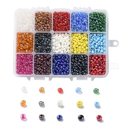 375G 15 Colors Glass Seed Beads SEED-JP0004-04-4mm-1