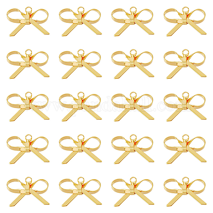 DICOSMETIC 20Pcs Hollow Bowknot Charm Golden Bow Pendant Bow Ribbon Charm Resin Filling Charm Brass Charm Vintage Dangle Charm Supplies for Jewelry Making DIY Craft Gift for Woman KK-DC0001-20-1