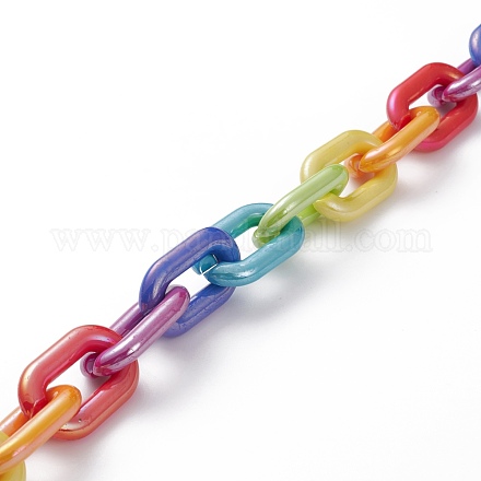 Chaînes de câble acryliques opaques faites à la main AJEW-JB00852-1