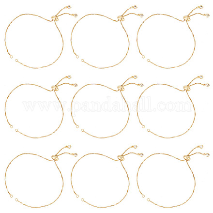 UNICRAFTALE 24cm 10pcs Golden Brass Slider Bracelet Adjustable Slider Bracelet with Cubic Zirconia Slider Extender Chains Bracelet Chain for Jewelry Making DIY MAK-UN0001-06G-1