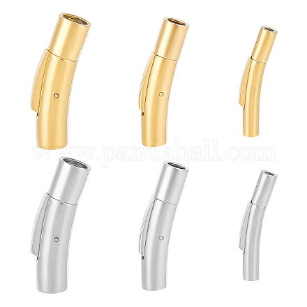 Unicraftale 6Pcs 6 Styles Tube 304 Stainless Steel Bayonet Clasps with Push Button STAS-UN0052-59-1