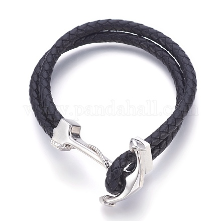 Bracelets en cuir tressé BJEW-E350-02A-1