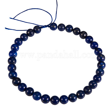 Teñidos lapislázuli natural de hebras de perlas redondas G-PH0005-6mm-01-1