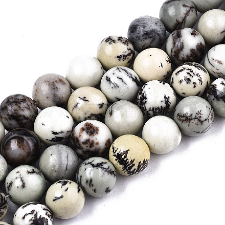 Chapelets de perles de jaspe dendritique naturelle G-T129-17-1