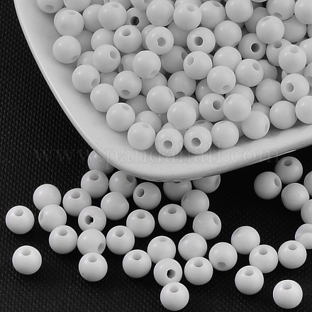 6MM White Chunky Bubblegum Acrylic Round Solid Beads X-PAB702Y-5-1