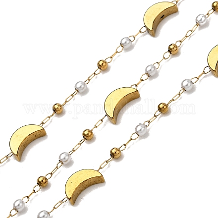 Цепи ручной работы из нержавеющей стали 304 из АБС-пластика с жемчужным узором в форме луны CHS-L032-10G-03-1