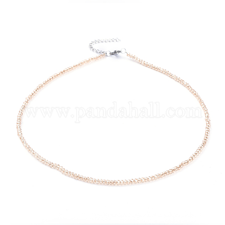 Verre plaquent colliers de perles NJEW-JN02793-06-1
