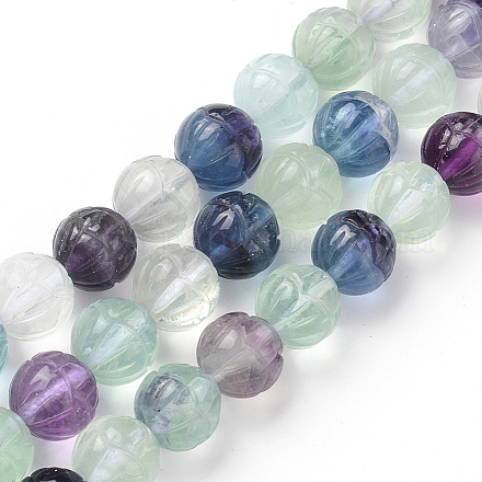 Fili di perle di fluorite naturale intagliate G-L527-02A-1