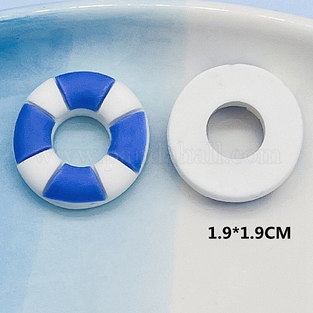 オペーク樹脂カボション  ヘアアクセサリー用  浮き輪  ブルー  19mm OHAR-PW0001-496A-1