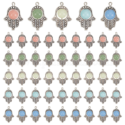 Pandahall elite 50pcs 5 couleurs pendentifs en pierre lumineuse synthétique PALLOY-PH0001-97-1