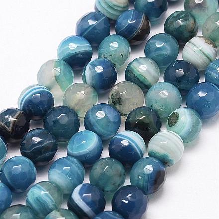 Faceted Natural Agate Beads Strands G-F344-47-6mm-1