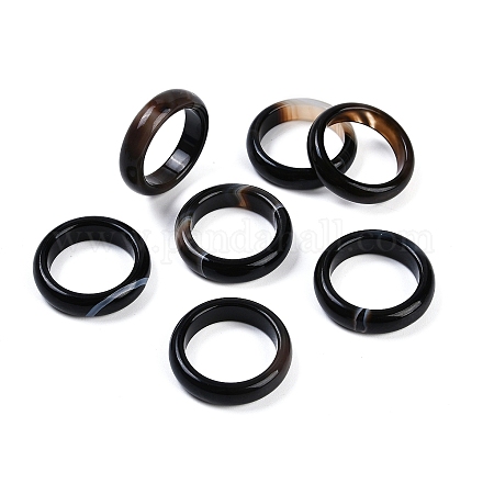 Кольца из окрашенного и нагретого натурального полосатого агата/полосатого агата для женщин RJEW-Z075-02Y-1