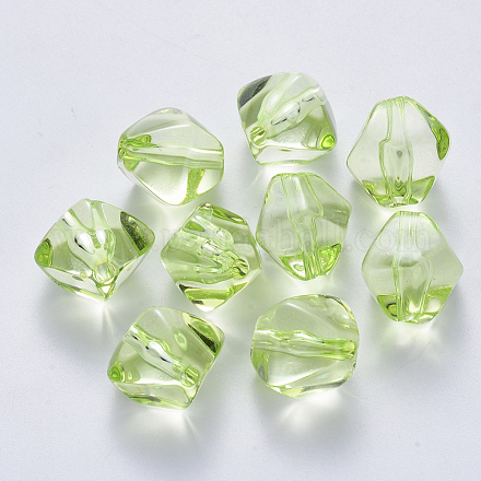 透明なアクリルビーズ  双円錐形  淡緑色  17x19x16.5mm  穴：2.5mm TACR-T013-02A-1