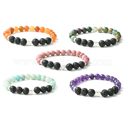Эластичный браслет из смешанного камня BJEW-JB09633-1