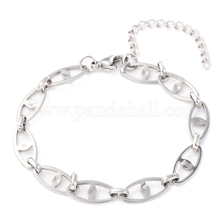 304 Stainless Steel Link Chain Bracelets BJEW-H545-06P-1
