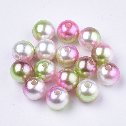Cuentas de perlas de imitación de plástico ABS del arco iris X-OACR-Q174-8mm-08-1